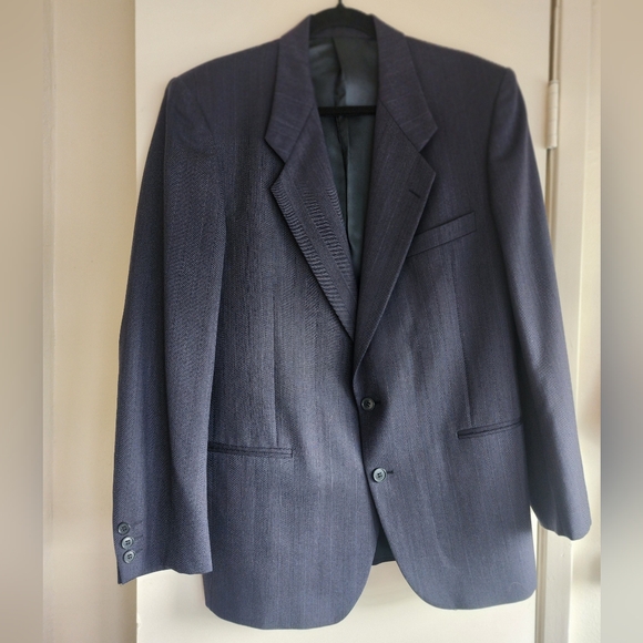 Vintage Yves Saint Laurent Menswear Navy Wool Blazer, 40R, Tailored, Two-Button - Picture 1 of 13